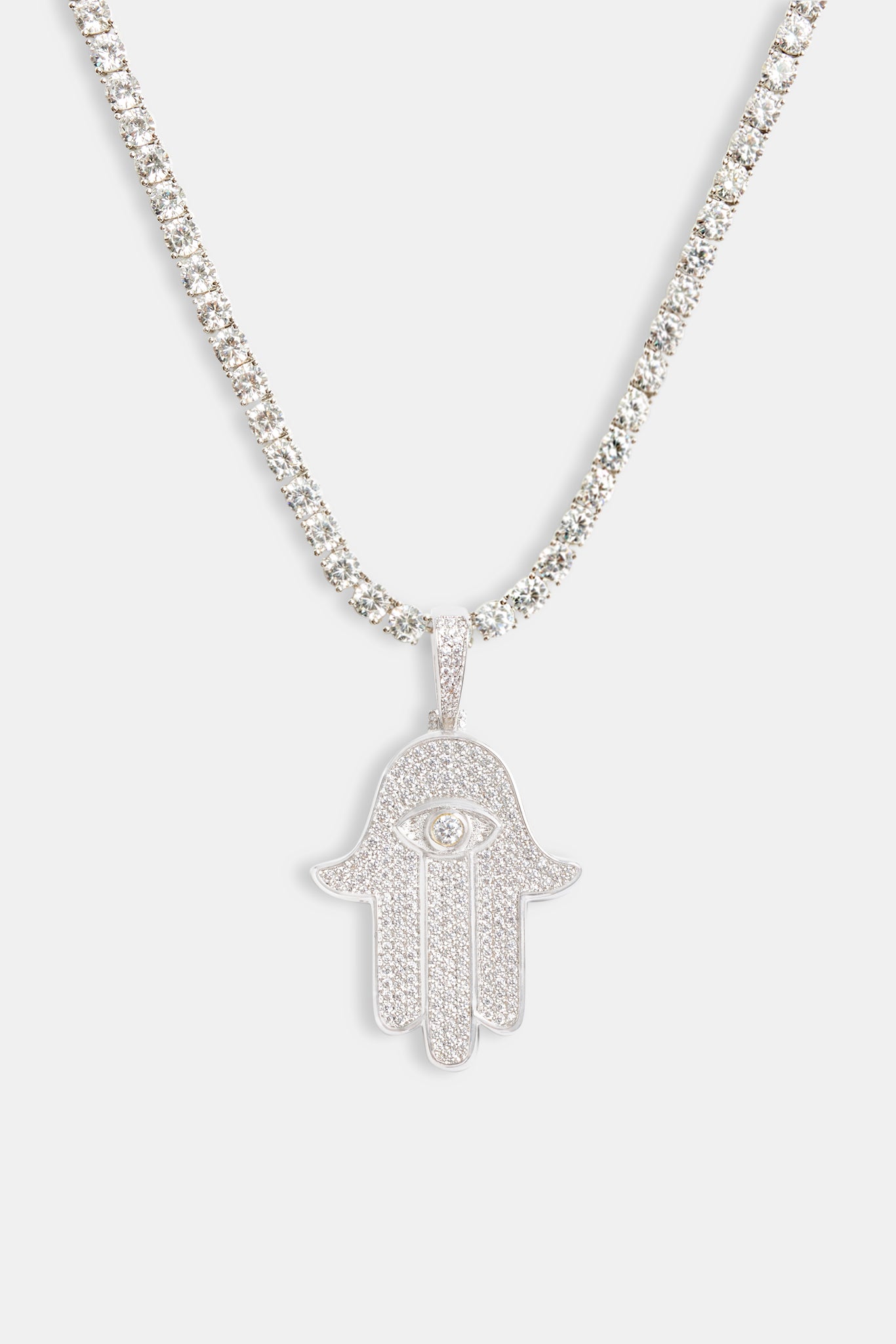 36 mm Iced CZ Hamsa Hand Anhänger